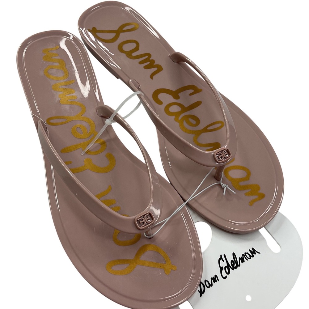 Sam Edelman Dean Jelly Flip Flop Sandals Mauve Pink Logo Thong Womens 11M